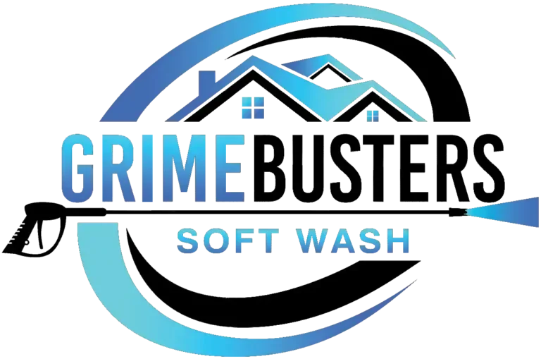 GrimeBusters Soft Wash & Holiday Lighting Blue and Black Logo.