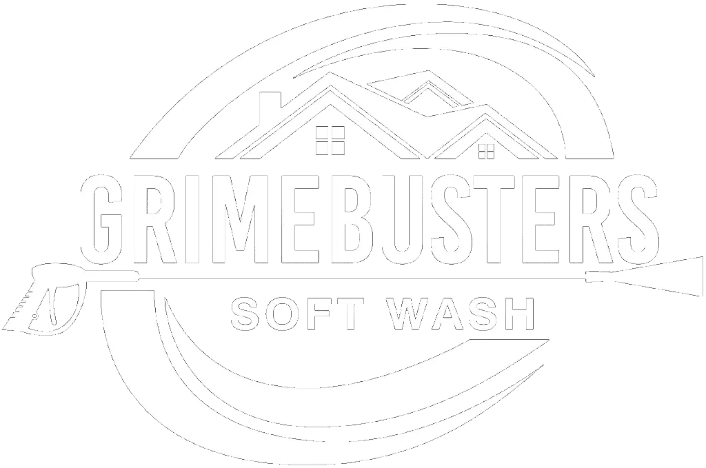 GrimeBusters Soft Wash and Holiday Lighting White Transparent Logo.