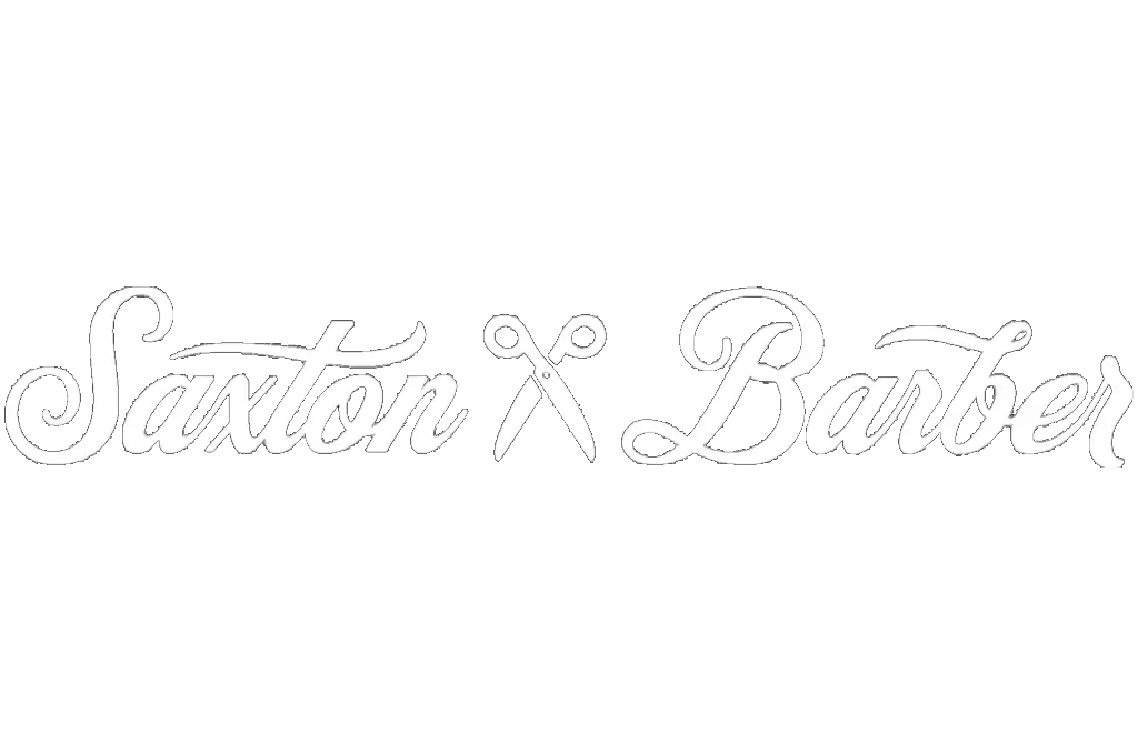 Saxton Barber White Transparent Logo.